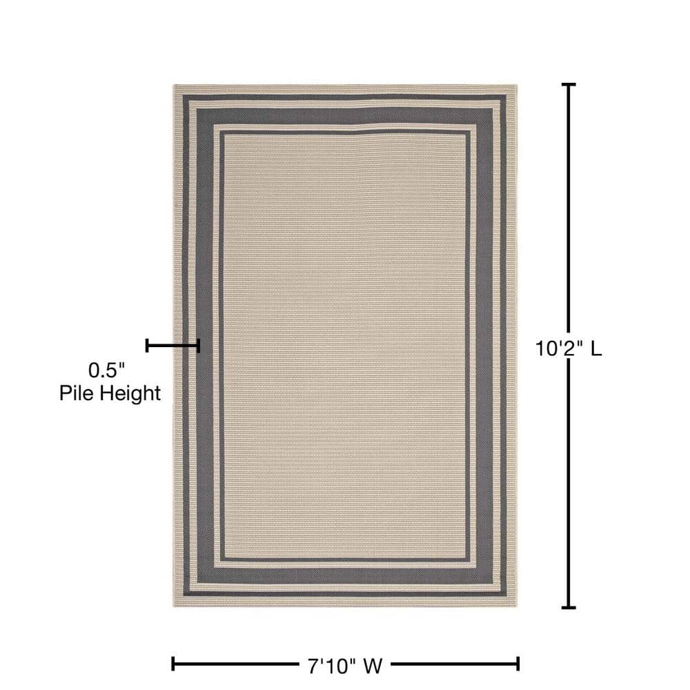 Elegant Gray and Beige Synthetic 8' x 10' Indoor/Outdoor Area Rug