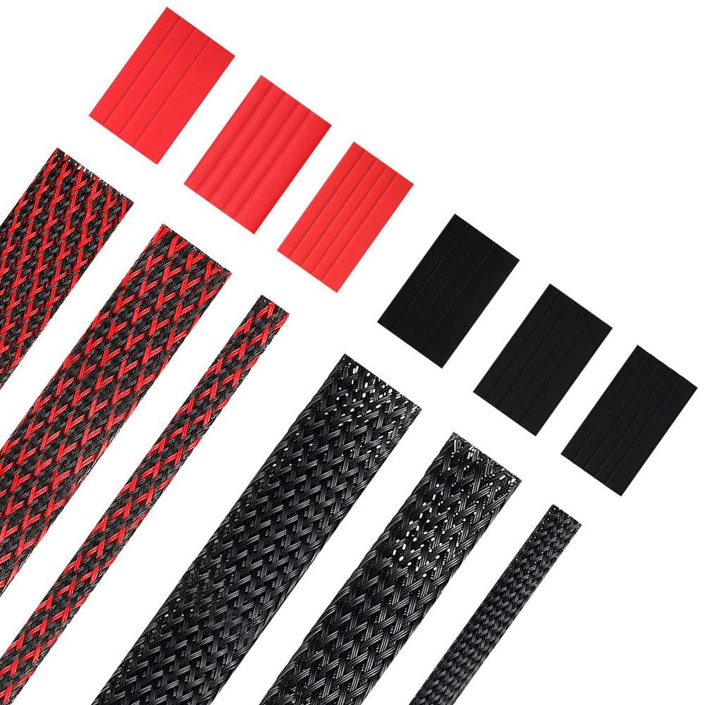 96 ft. Wire Loom Braided Cable Sleeve Covers with 127-Pieces Heat ...