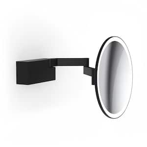 WS 94 8.1" W x 8.1" H Small Round Lighted Wall Mount Magnifying Bathroom Makeup Mirror in Matte Black
