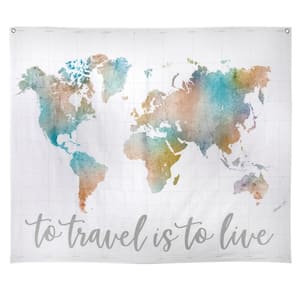 To Travel Is To Live Watercolor Map Wall Tapestry