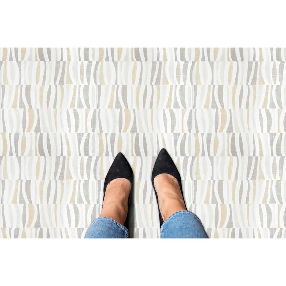 Linen Waves 12-Inch Self-Adhesive Vinyl Floor Tiles