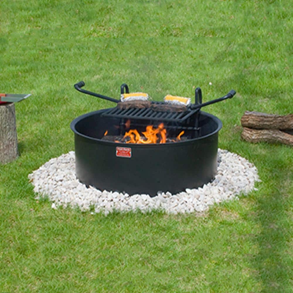 Heavy-Duty Black Steel Fire Pit with Swivel Cooking Grate