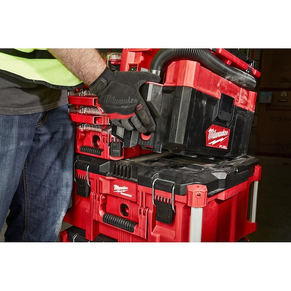 M18 FUEL PACKOUT 18-Volt Lithium-Ion Cordless 2.5 Gal. Wet/Dry Vacuum and M12 AIR-TIP Utility Nozzle Attachment