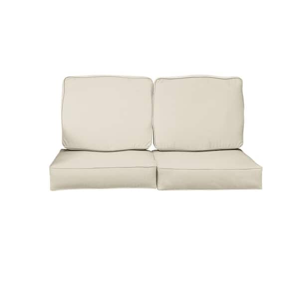 SORRA HOME 22.5 in. in. x 22.5 in. Sunbrella Deep Seating Indoor/Outdoor Loveseat Cushion Canvas Cloud