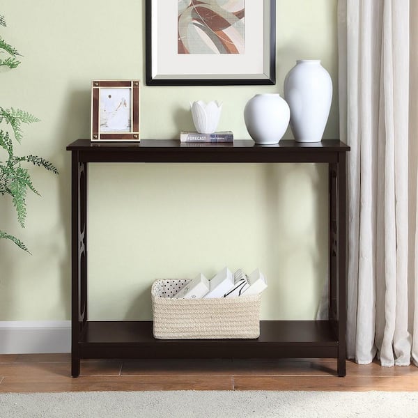 Convenience Concepts Omega 39.5 in. L x 31.5 in. H Espresso Rectangle Wood Console Table with Bottom Shelf