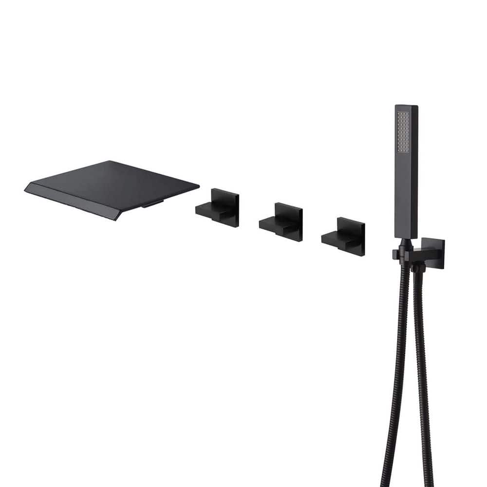3-Handle Wall Mount Waterfall Roman Tub Faucet 2.8 GPM with Hand Shower in Matte Black (Valve Included) price history on PriceWatchPro