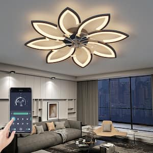 35 in. Indoor Metal 240-Volt 110 RPM Industrial Ceiling Fan with with Lights Remote Control Dimmable LED, Fan Light