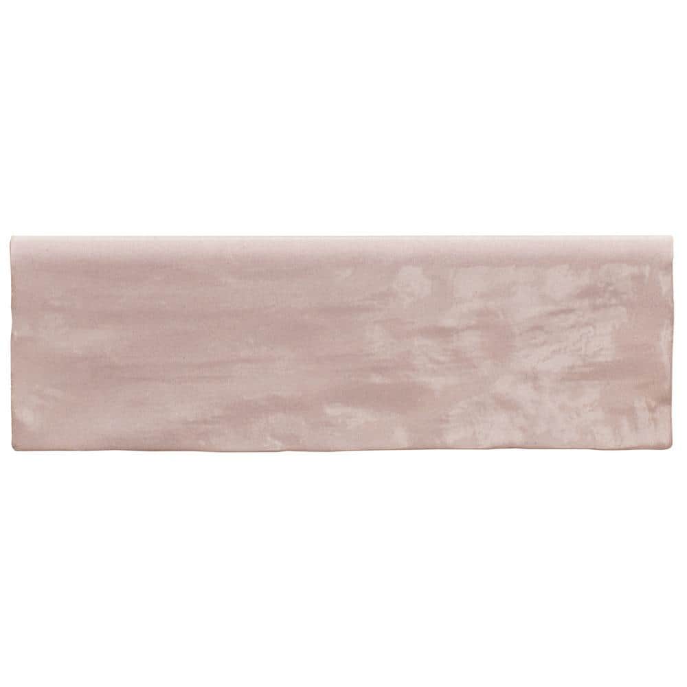 Kingston Pink 3" x 8" Glossy Ceramic Bullnose Tile Trim