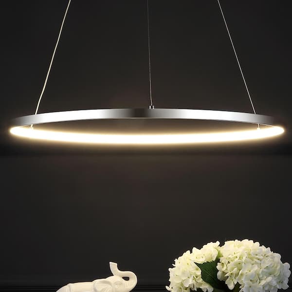 JONATHAN Y Brice 23.75 in. Chrome Modern Bohemian Iron Integrated LED Pendant