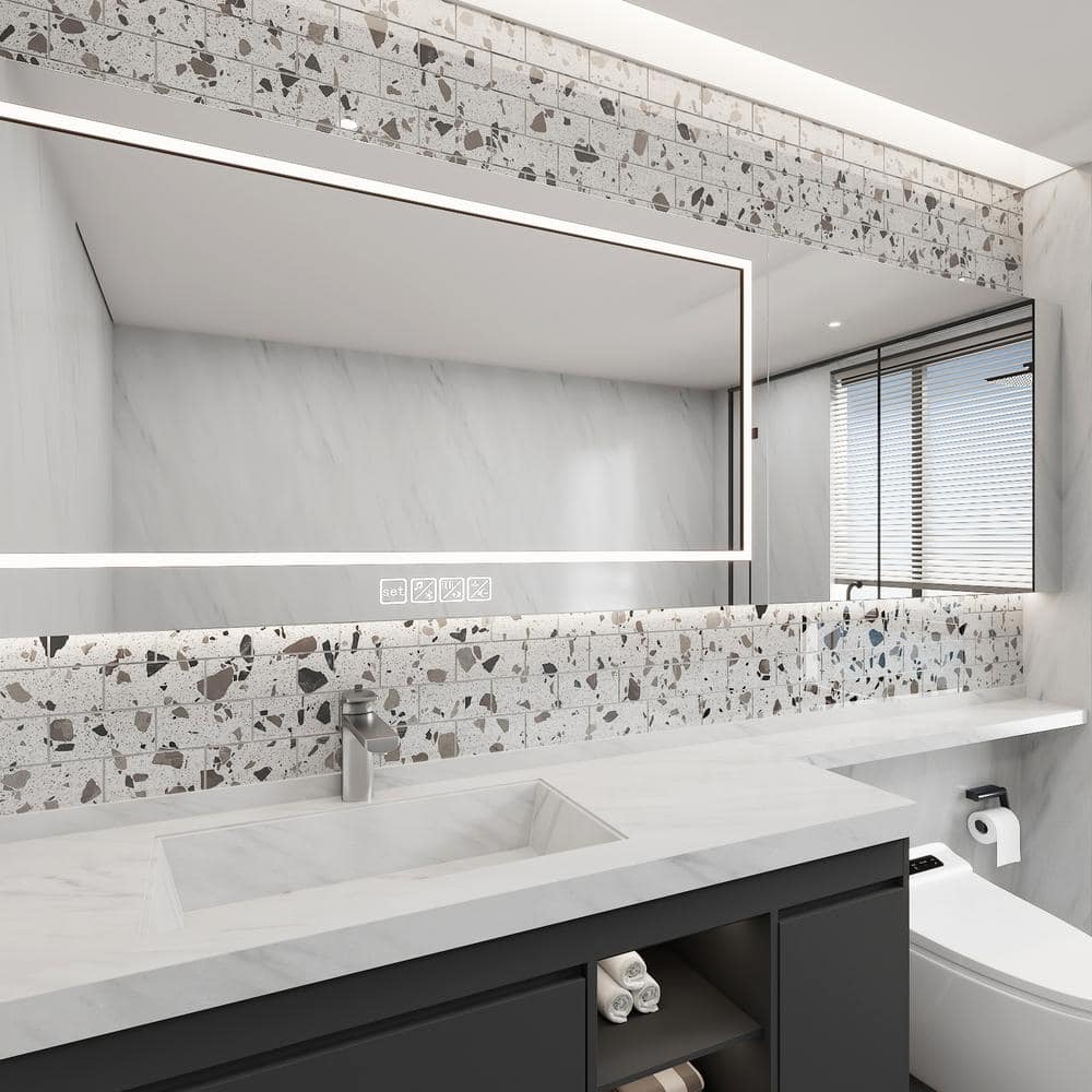 Silver Glass Terrazzo Subway Wall Tile 3'' x 6''