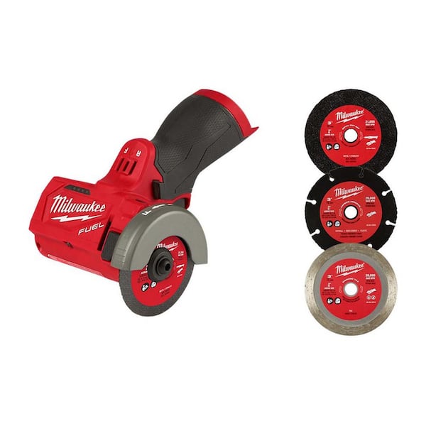 M12 FUEL 12-Volt 3 in. Lithium-Ion Brushless Cordless Cut Off Saw (Tool-Only) with 3 in. Blades (5-Pack)