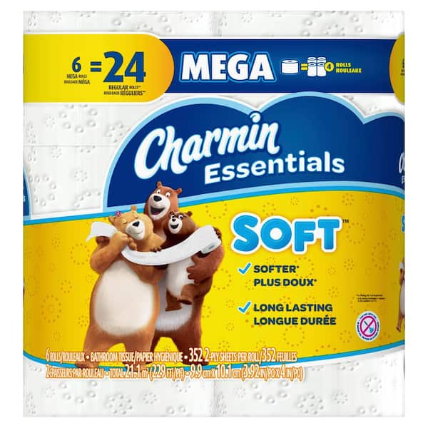 Charmin Essentials Soft Toilet Paper (6Mega Rolls) 003077204537 The
