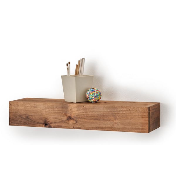 6.25 in. x 24 in. x 4 in. Walnut Solid Wood Floating Decorative