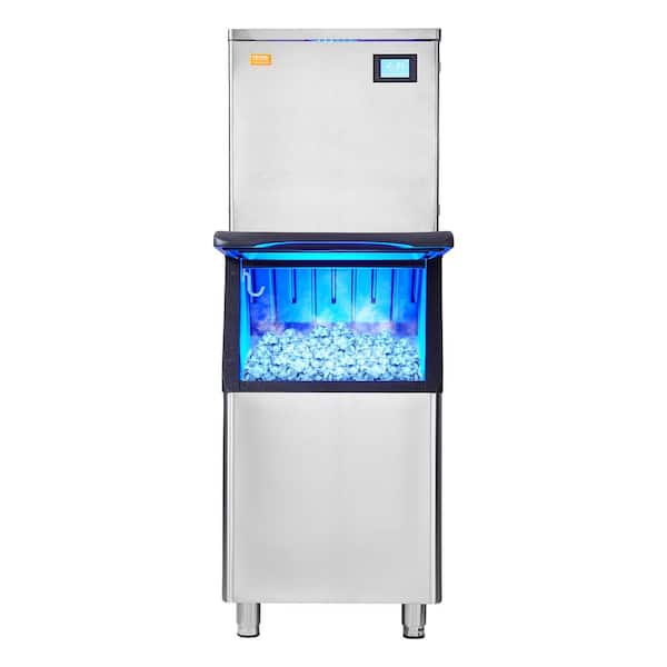 VEVOR 80 - 90 lb. 24 Hour Commercial Ice Maker with 19 lb. Storage Bin Freestanding Ice Machine in Silver