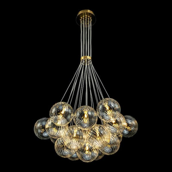 Rennnsan Lillian 19-Light Gold Modern Glass Globe Bubble Chandelier, No ...