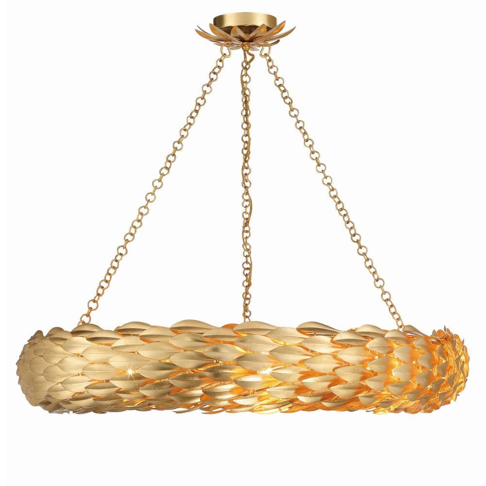 Antique Gold Crystal 8-Light Candle Chandelier