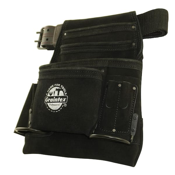 DEWALT Suede Leather Adjustable Nail Pouch w/ 10 Pockets & Belt