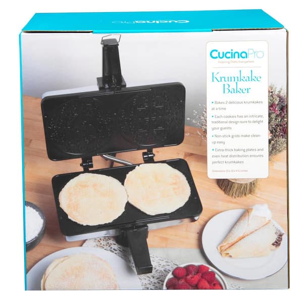  CucinaPro Krumkake Baker By Cucina Pro - 100% Non Stick, Makes  Two Krumkake Pizzelle-Like Cookies, Great for Cannoli Filling & Cones:  Krumkake Iron: Home & Kitchen