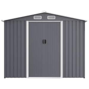 8 ft. x 12 ft. Dark Gray Heavy Duty Metal Shed Tool with Sliding Doors and Air Vent (96 sq. ft. )