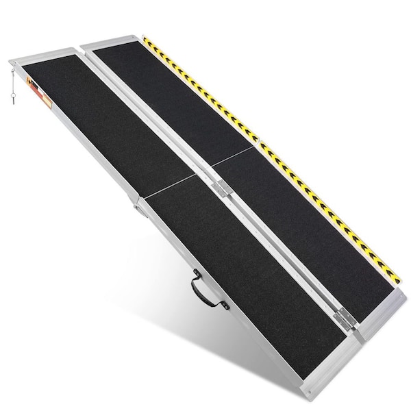 Angel Sar 72''L × 28.74''W 6 ft. Portable Wheelchair Ramp, Non-Skid Aluminum Wheel Chair Ramp for Doorways Home Steps