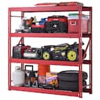 4-Tier Industrial Duty Steel Freestanding Garage Storage Shelving Unit in Red (77 in. W x 78 in. H x 24 in. D)