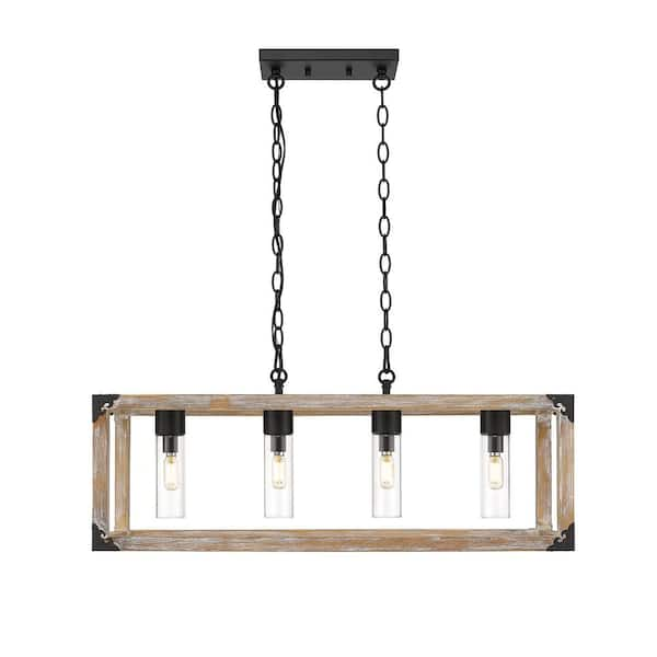 OVE Decors Winchester 4-Light Painted Wood and Black Rectangular