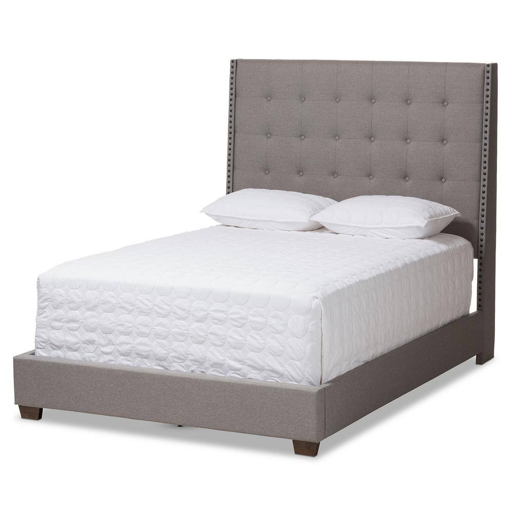 Baxton Studio Georgette Light Gray Queen Bed 145 8124 HD The