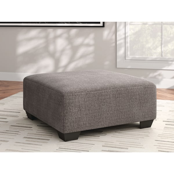 Seyler Lane Gray Polyester Square Accent Ottoman