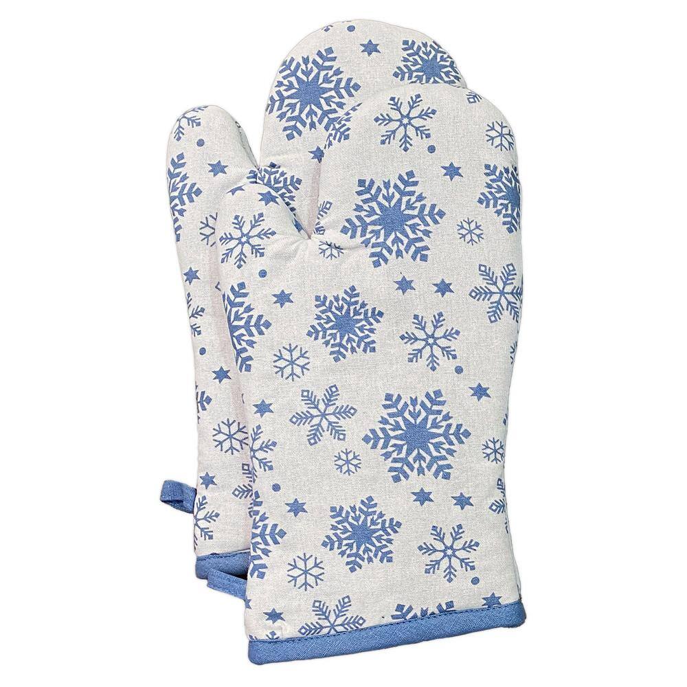 Snowflake Blue and White Cotton 6-Piece Kitchen Set