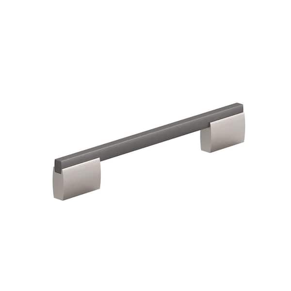 Richelieu Hardware Bloomsbury Collection 7 9/16 in. (192 mm) Brushed Black Nickel and Brushed Nickel Modern Rectangular Cabinet Bar Pull