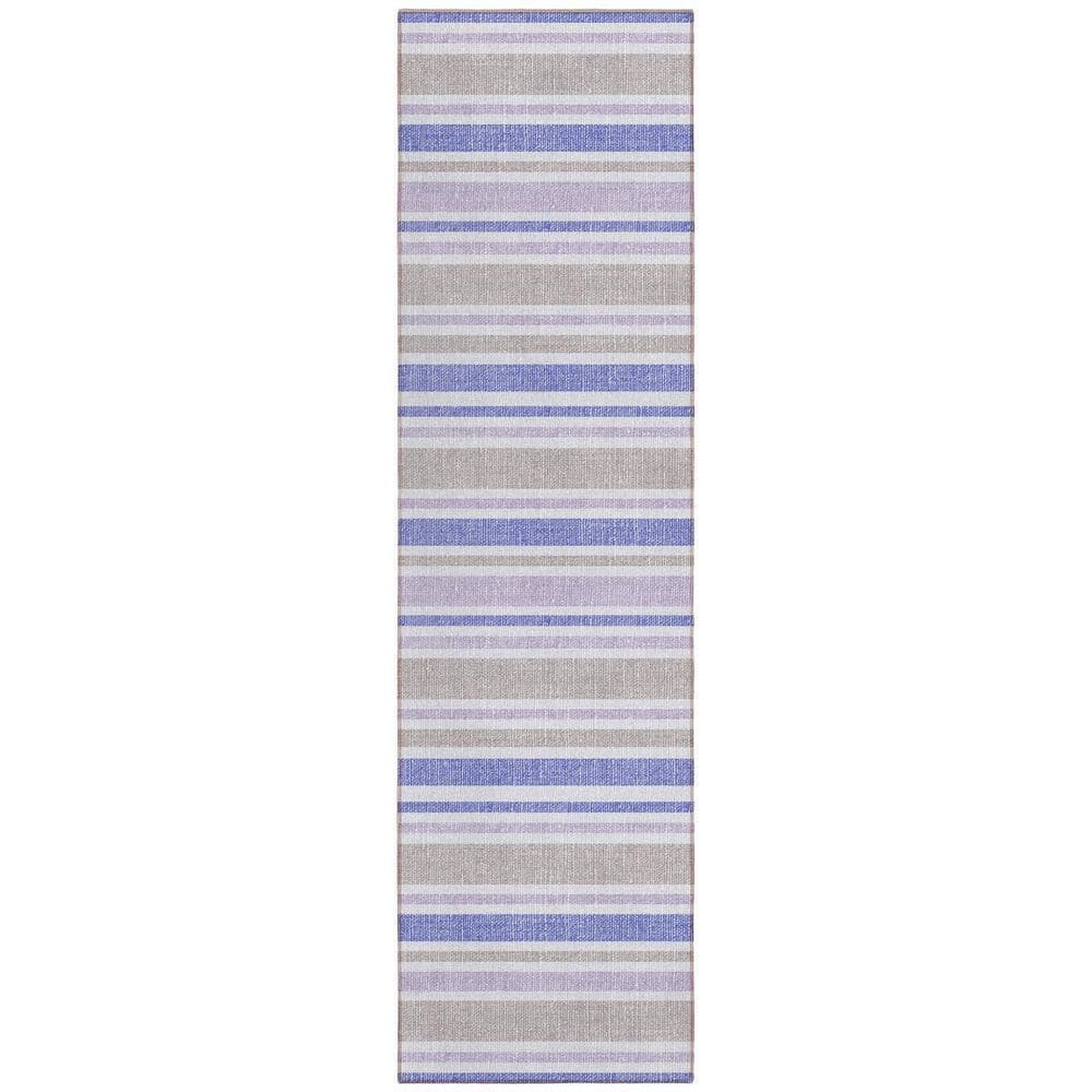 Navy Blue 2 ft. x 8 ft. Woven Striped Polyester Runner Indoor / Outdoor Area Rug price history on PriceWatchPro