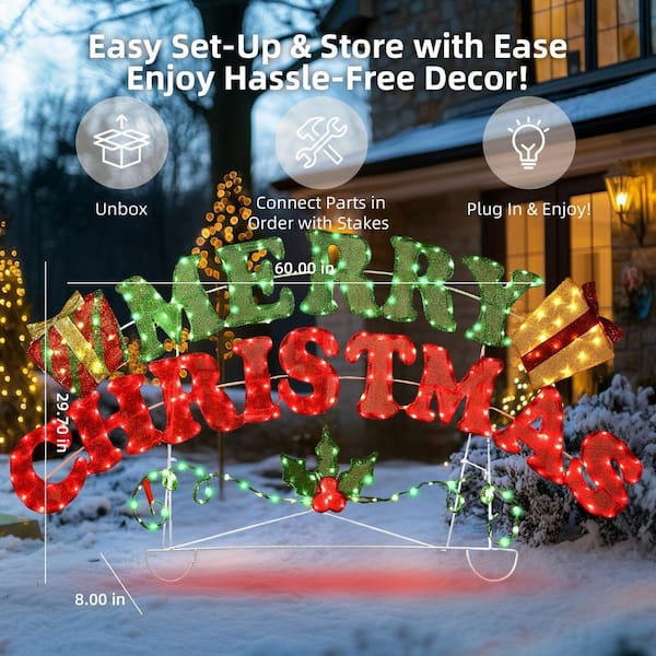 Starfree 5 ft. W Outdoor Christmas Decoration Merry Christmas Sign