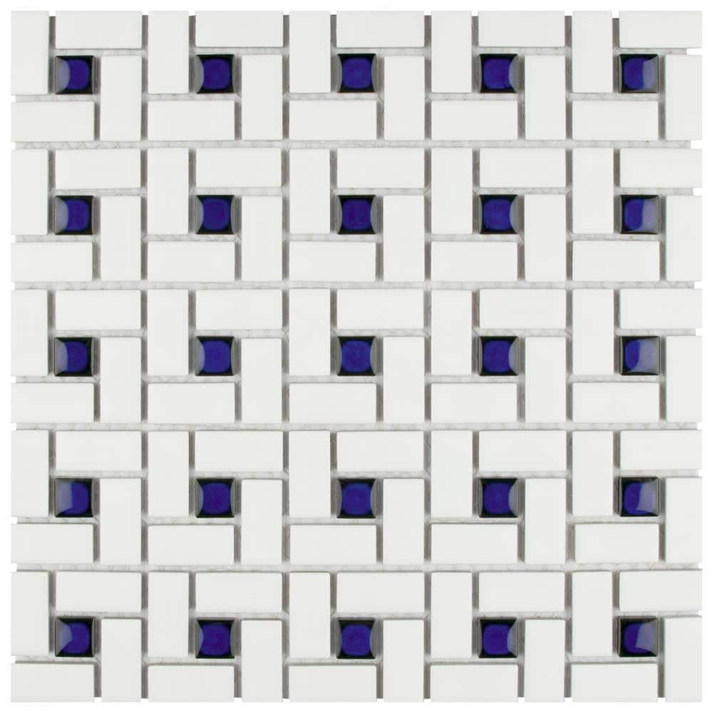 Spiral Blue and White 6 in. x 6 in. Porcelain Mosaic Take Home Tile Sample price history on PriceWatchPro