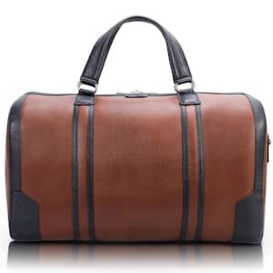 Kinzie, 20 in. Brown Pebble Grain Calfskin Leather 2-Tone, Tablet Carry-All Duffel