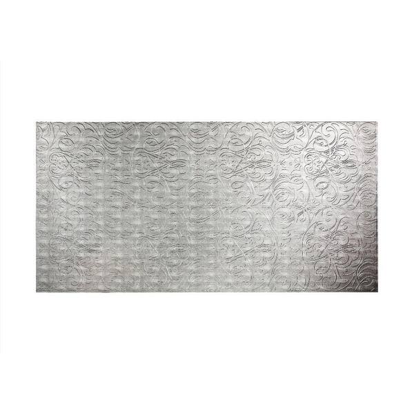 Fasade Damask 96 in. x 48 in. Decorative Wall Panel in Crosshatch Silver