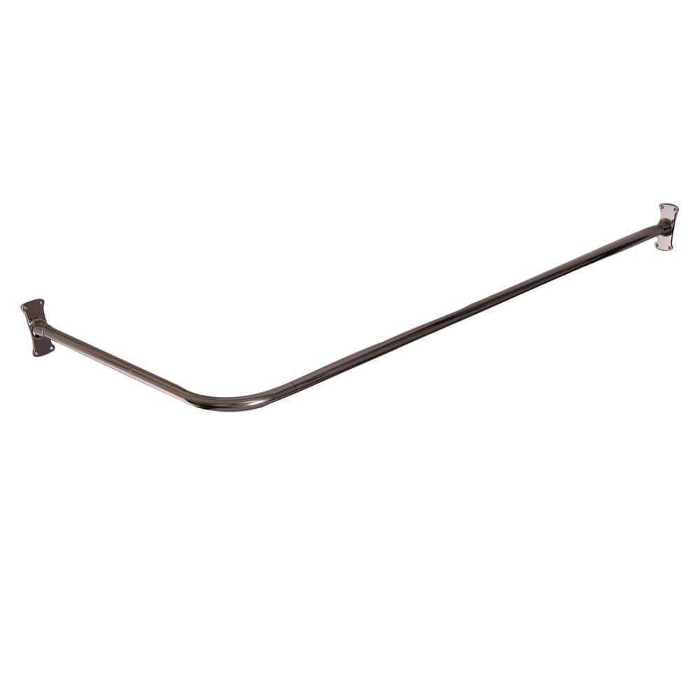 60 in. x 26 in. Corner Shower Rod with Flanges in Polished Chrome
