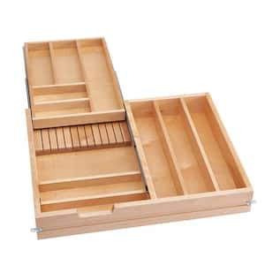 4.4 in. H x 27 in. W x 22.18 in. D Wooden Cutlery Drawer Organizer with Soft-Close