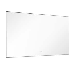 72 in. W x 36 in. H Large Rectangular Aluminium Framed LED Dimmable Wall Bathroom Vanity Mirror in Silver