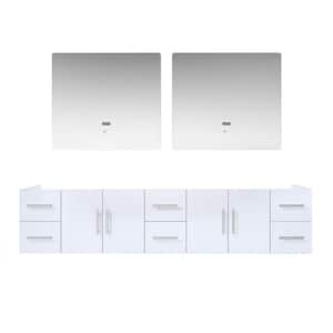 Geneva 84 in. W x 22 in. D Glossy White Double Bath Vanity without Top and 36 in. LED Mirrors