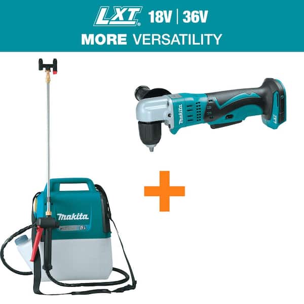 18V LXT Lithium-Ion Cordless 1.3 Gallon Sprayer (Tool Only) with 18V LXT Lithium-Ion 3/8 in. Cordless Angle Drill