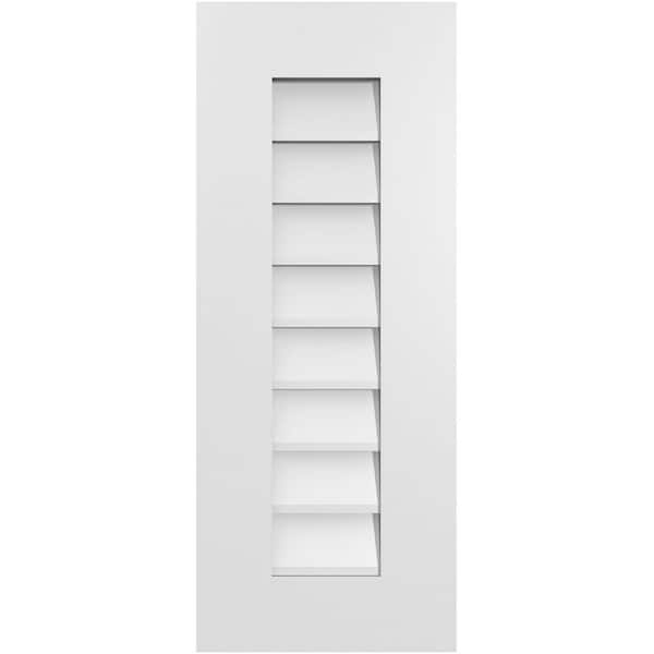 Ekena Millwork 12 in. x 30 in. Rectangular White PVC Paintable Gable Louver Vent Non-Functional