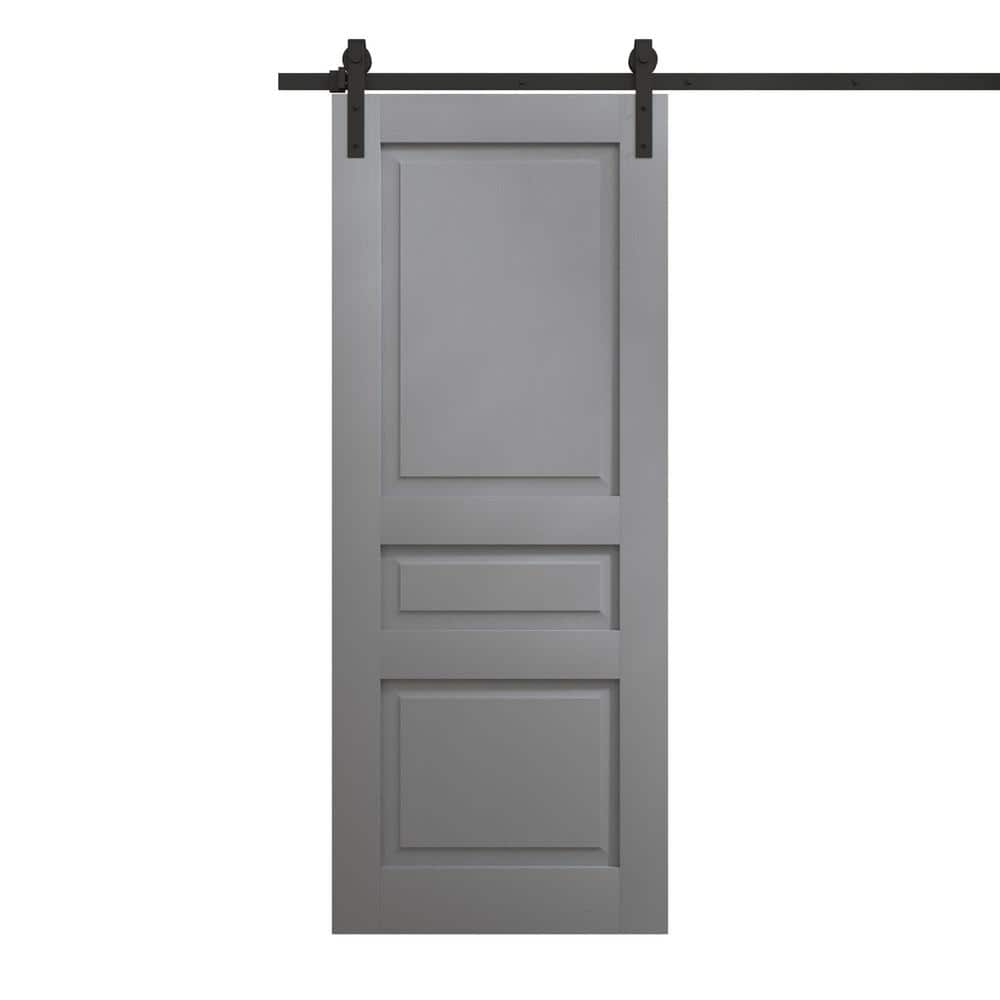 Assembly Required 42 in. x 84 in. Painted Grey Oak Solid Wood Single Barn Door Slab With Hardware price history on PriceWatchPro