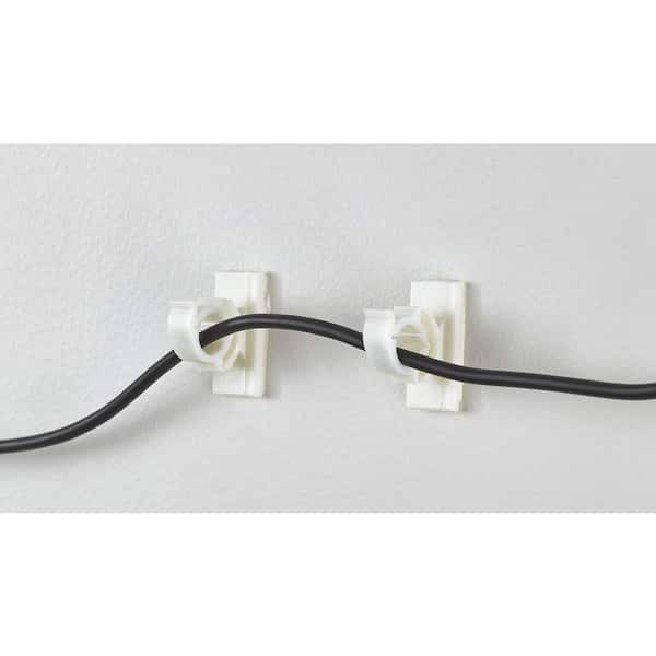 Nystrom 1-3/16 in. (31 mm) White Cable Management Adhesive Hook (6