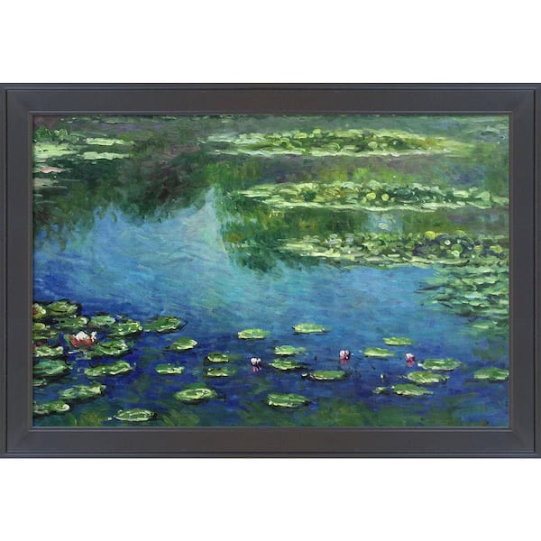 LA PASTICHE Water Lilies by Claude Monet Gallery Black Framed Nature Oil Painting Art Print 28 in. x 40 in.