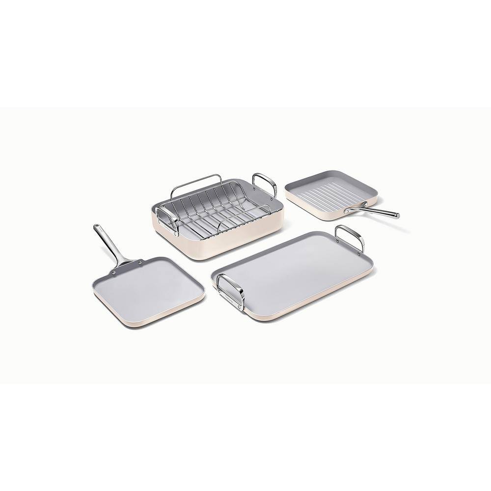 Cream Stainless Steel Non-Stick Square Cookware Set