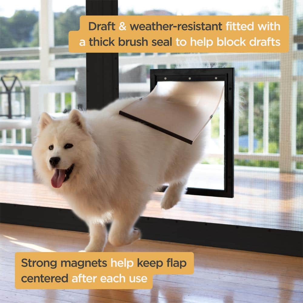 Large Black Aluminum Pet Door with Magnetic Lock
