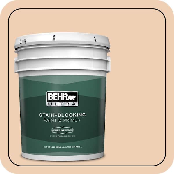 BEHR ULTRA 5 gal. #PPU3-07 Pale Coral Extra Durable Semi-Gloss Enamel Interior Paint & Primer