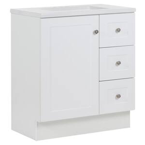 Bannister 31 in. W x 19 in. D x 35 in. H Single Sink Freestanding Bath Vanity in White with White Cultured Marble Top