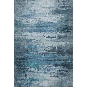 Mayfield Premium Machine Washable Abstract AMF2034 Blue 9 ft. x 12 ft. Area Rug