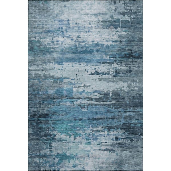 Mayfield Premium Machine Washable Abstract AMF2034 Blue 9 ft. x 12 ft. Area Rug
